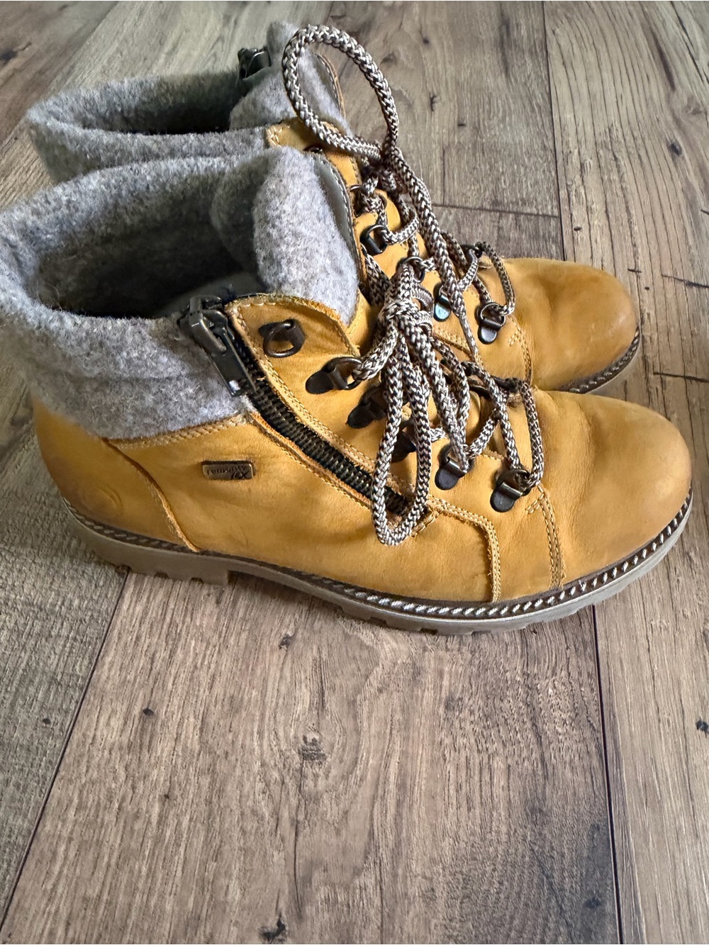 Remonte German Comfort Leather Ankle Boots – Size 37 – Camel/Tan – Wool Lined